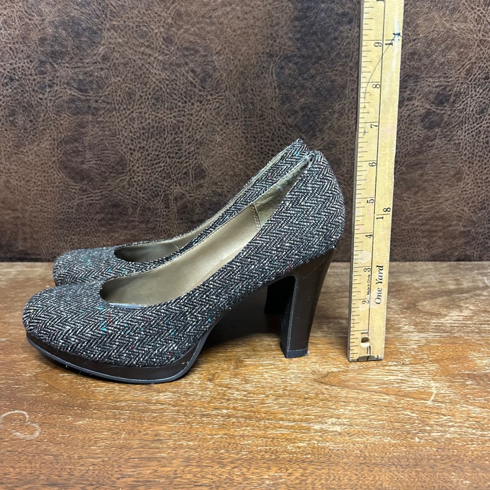 Candie's Tweed 9 medium Chunky Pump Heel Business Casual Neutral Work - Picture 3 of 8